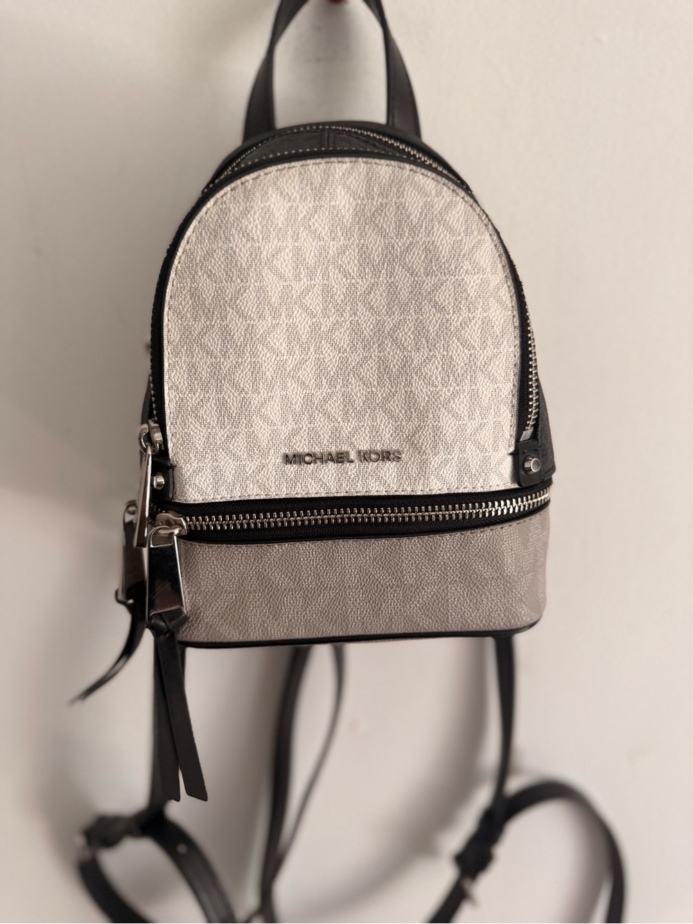 Michael Kors Two-Tone Mini Backpack in Black and Light Gray - Picture 5 of 11